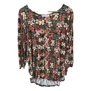 Philosophy Women's Size 1X Blouse Soft Rayon Blend Floral Top 3 Quarter Sleeve